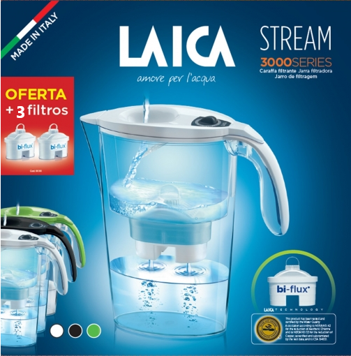 Kit Jarro Laica Stream 2,3L Branco+3 Filtros Bi-Flux        
