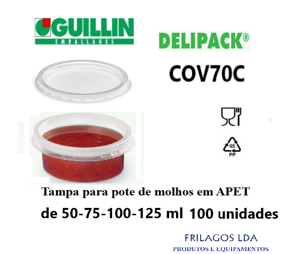 Tampa P/Pote D/Molhos Delipack 50/75/100/125Ml 100 Unid.    