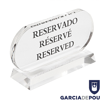 Placa Reservado-Réservé-Reserved 13,5X7,5Cm Acrilico        
