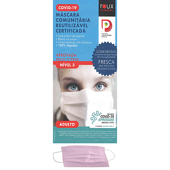 Mascara Reutilizavel 100% Algodão Cor Rosa                  