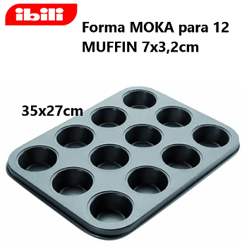 Forma Moka 35X27Cm Para 12 Muffin 7X3,2Cm Ibili             