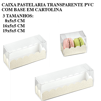 Caixa Pastelaria Transp. Pvc+Base Cartolina 8X5X5Cm 50 Unid.
