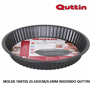 Molde Tartes Redondo Anti-Aderente 25,5X3X0,5Cm Quttin      