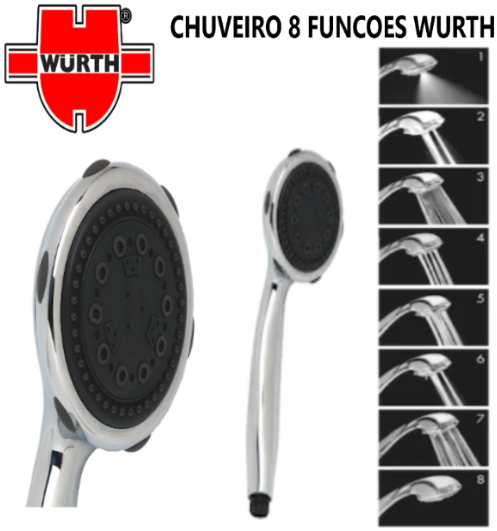 Chuveiro Banho 8 Posicoes 888 910 011 Wurth                 