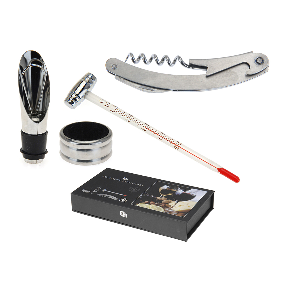 Kit Vinho C/Saca Rolhas-Colar- Termometro-Ponteira          