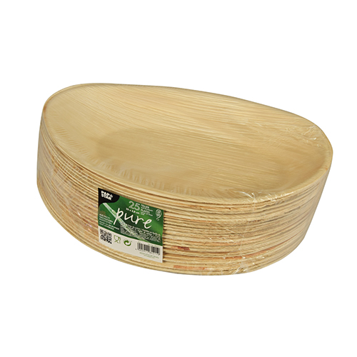 Prato Folha De Palmeira Oval 26 Cm X 17 Cm X 2,5Cm 25Unid   