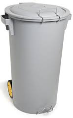 Balde Lixo 80Lts C/Pedal E Rodas Cinza Ref.789 Faplana      