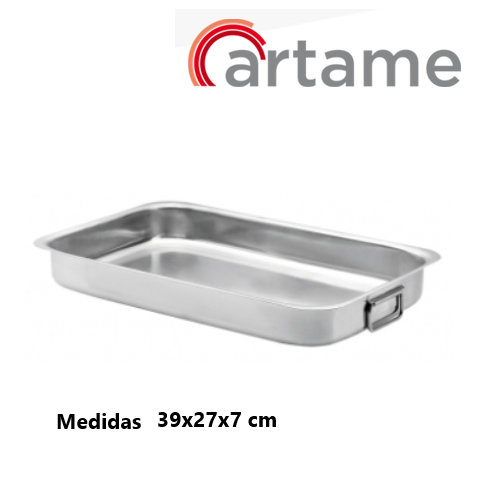 Tabuleiro Inox C/Asas 19940 39X27X7 Cm                      