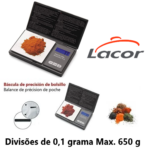 Balança De Precisao 0.1 Até 650 Gramas De Bolso Lacor       