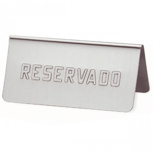Placa Reservado Em Inox 12X5,4X5,9Cm                        
