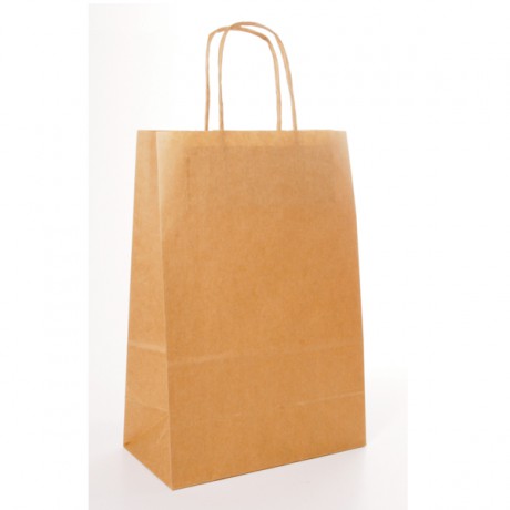 Saco Kraft Castanho C/Asas 90Gr M/2 26+14X32Cm 25 Unid.     