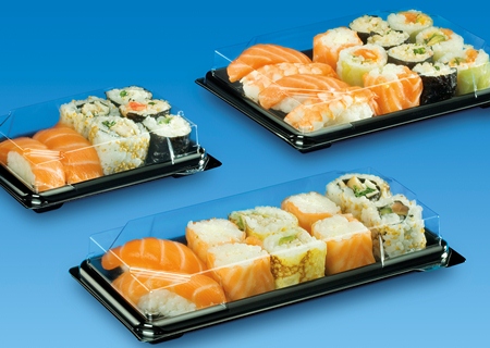 Embalagem Sushi  Base Pr+Tampa 194X138X55Mm 25Unid.         