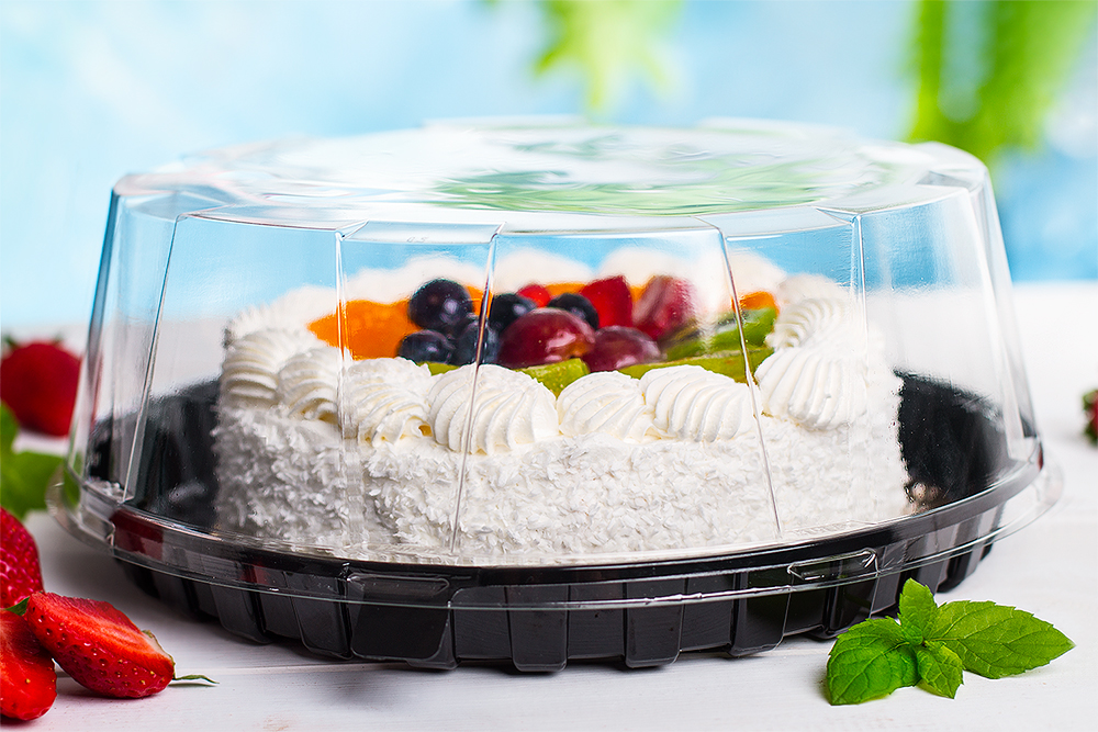 Prato Preto 29Dx30 C/Tampa Cristal 29Dx03 D-29X9Cm H        