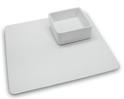 Prato Quad. Porcelana 20 Cm C/Taça Quad. 7,5Cm              