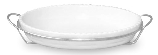 Assadeira Porcelana C/Suporte 32X20 Cm H-6 Cm               