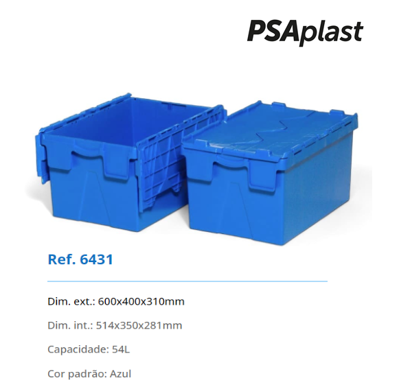 Caixa Com Tampas Articuladas 54L 600.400.310Mm Az           