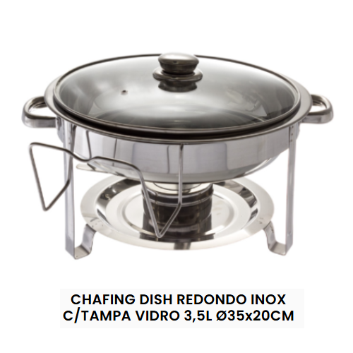 Chafing Dish Red 4,5Lt C/Tampa Vidro Ø30Cm                  