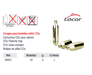 Carga Sifao Soda Co2 68602 10 Unid. Lacor                   