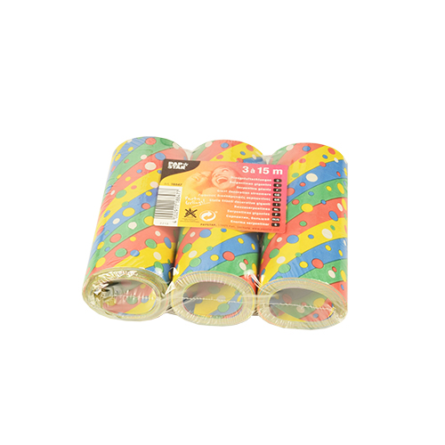 Serpentinas Gigantes 15M &quot;Confetti&quot; Ignifugo (3 Unidades)   