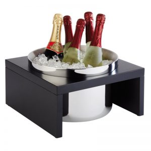 Balde Gelo Inox Isolada C/Sup. Mad.Preto 10Lt D.35 Alt.19Cm 