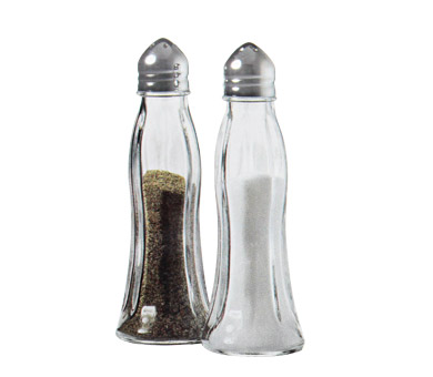 Conjunto Saleiro+Pimenteiro Vidro Tampa Inox 12 Cm  (Lz)    