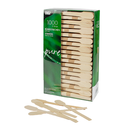 Misturadores De Madeira Pure 13Cm 1000 Unid. (Papstar)      