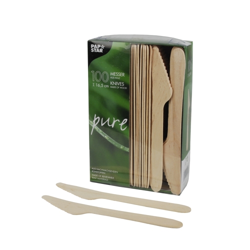Facas De Madeira &quot;Pure&quot; 16,5 Cm 100 Unid.                   