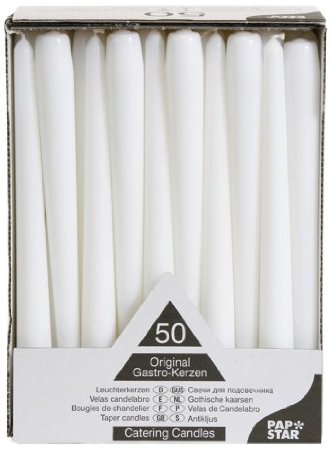 Vela Candelabro Branca Diam.2,2Cm Alt.25Cm 50Unid. Papstar  