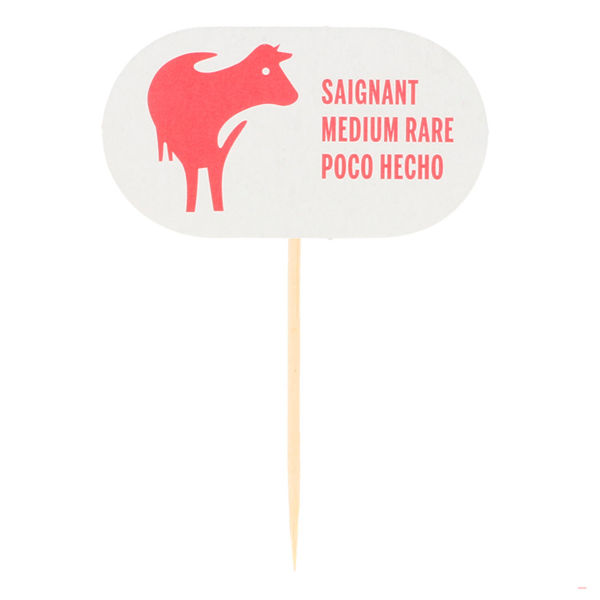 Pick Vermelho Carne Mal Passada 7,5 Cm 100 Unidades         