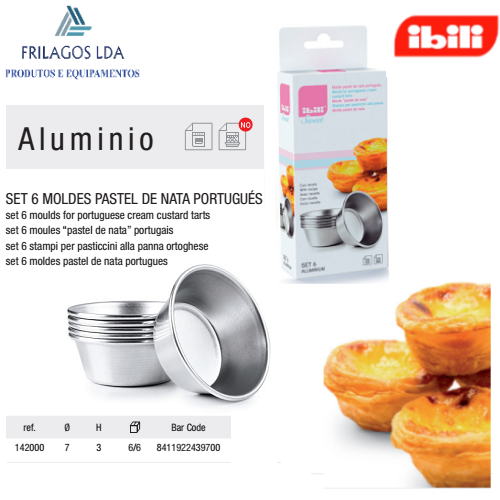 Jogo De 6 Moldes Aluminio Pastel De Nata 7X3Cm Ibili        