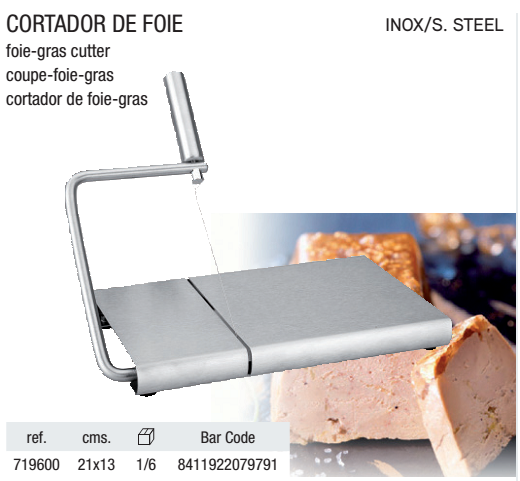 Cortador De Foie-Gras Inox 21X13Cm  Ibili                   