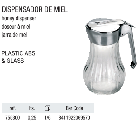 Jarro Para Mel/Molhos 0.25Lt Vidro/Abs Ibili                