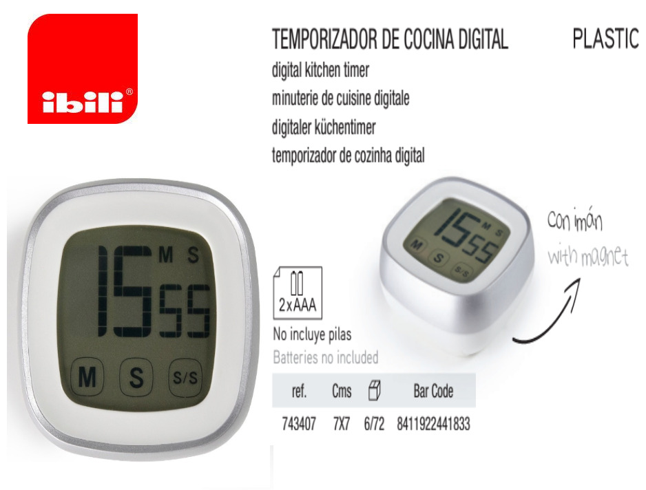 Temporizador De Cozinha Digital Magnetico Ibili             