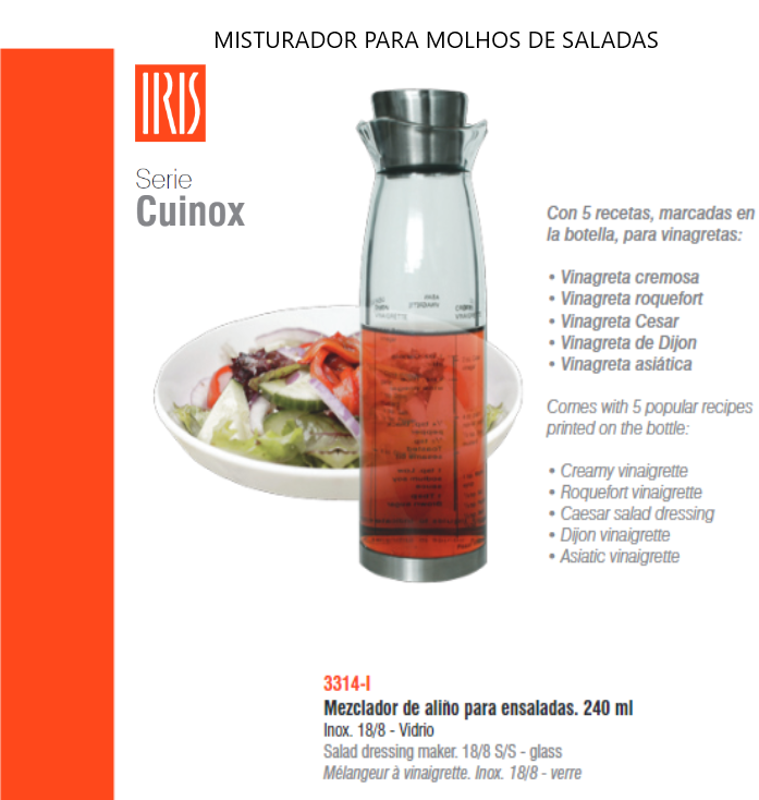 Frasco Misturador De Molhos  Saladas 240Ml Iris             