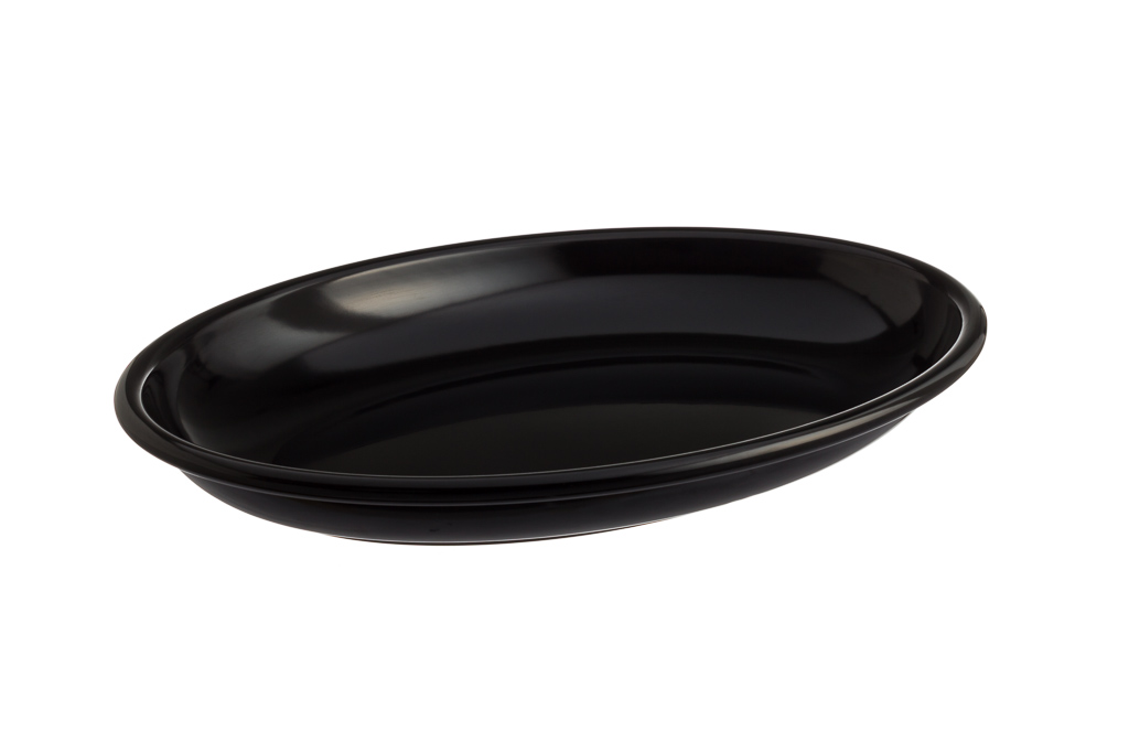 Prato Oval Melamina Preto 52X36X7Cm                         