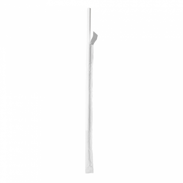 Palhinhas Papel Direitas Embaladas Branco 0,60X20Cm         