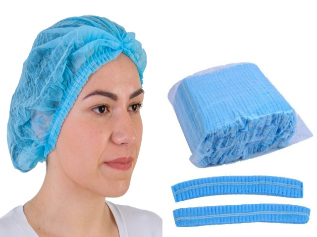 Touca De Rede Descartavel Em Tnt Azul 100 Unidades          