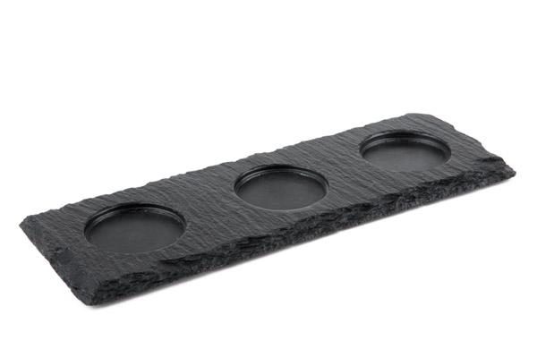 Placa De Ardosia Natural C/3 Cavidades 10X28X0.9Cm Aps      