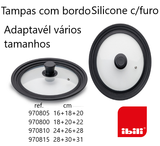 Tampa De Vidro Bordo Silicone P/Tamanho 28+30+32Cm Ibili    