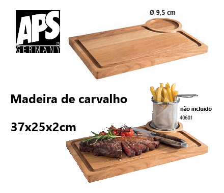 Bandeja Em Madeira De Carvalho C/Rasgo 37X25X2Cm Aps        