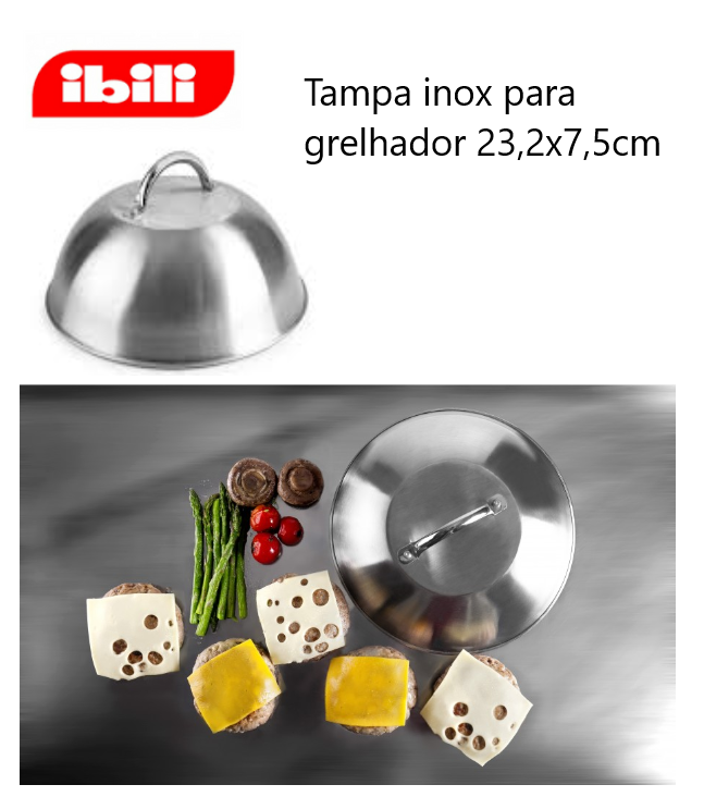 Tampa Inox Para Grelhador Ou Chapa 23,2X7,5Cm Ibili         
