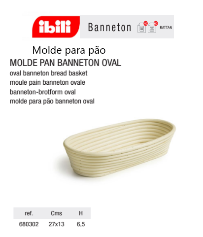 Molde Para Pão Bannetton Oval Rattan 27X13X6,5Cm Ibili      