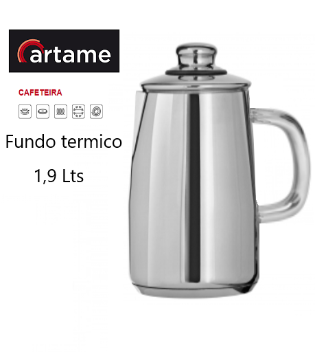 Cafeteira Inox C/Tampa 1,9 Lts Fundo Térmico 169/05 Artame  