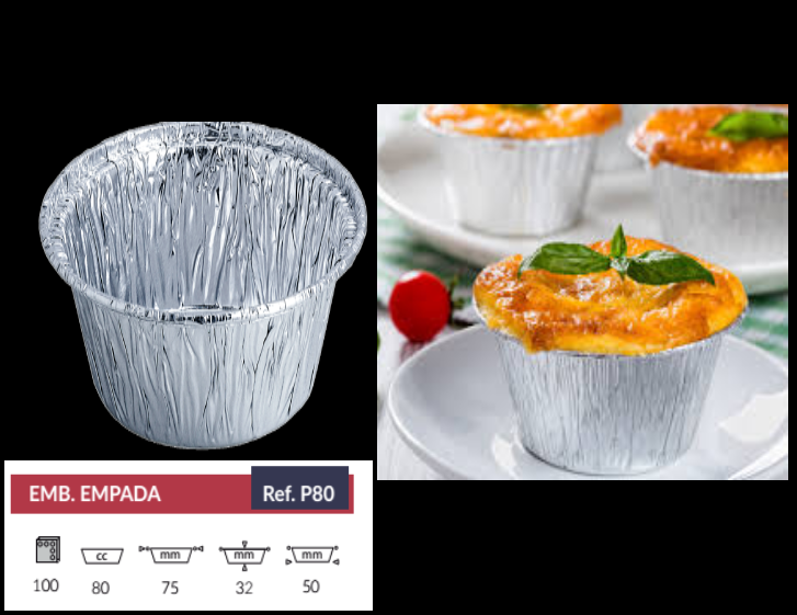 Forma Para Empada Aluminio 80Ml  100 Unidades               