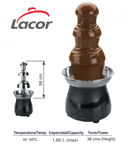 Fonte Chocolate Grande 80W 1,8Lt Torre 38Cm 23X54,5Cm Lacor 