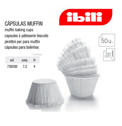 Forma Papel Muffin  7,5X4Cm 220ºc   50 Unidades  Ibili      