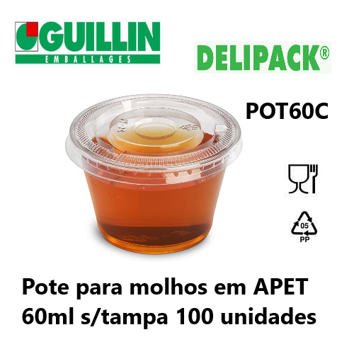 Pote Para Molhos Em Apet 60Ml S/Tampa 100 Unid. Guillin     