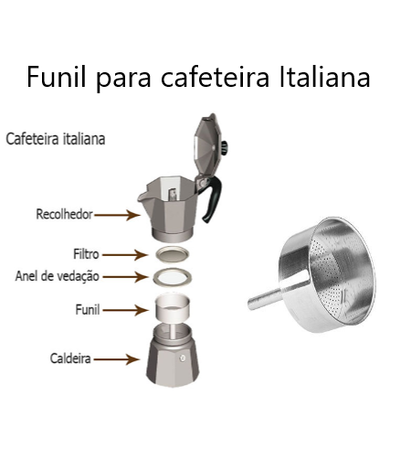 Funil Em Aluminio Para Cafeteira Italiana 6 Chavenas        
