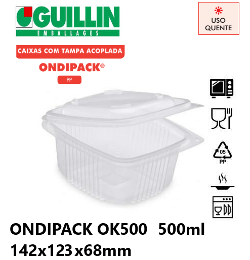 Embalagem C/Tampa P/Quentes 0,5Lt Ondipack 142X123X65Mm     