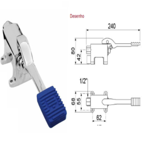 Torneira De Pedal Agua Fria Fixar No Solo Lig. 1/2&quot;         